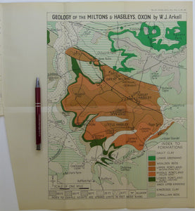 Arkell, W.J. (1944). ‘Geology of the Miltons and Haseleys’, fold out colour map, and ‘Geology of Islip, Oxon.’ fold out b/w map