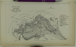 Wynne, AB. (1878). ‘Sketch Map of the Geology of the Upper Punjab [India]’ in ‘Notes on the Physical Geology of the Upper Punjab’, extract