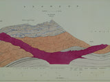 Horizontal Section No.   28 (1853). Snowdon. From Llanfair-is-gaer, Menai Straits over the Cambrian and Silurian rocks of Dinas, Snowdon, Cynicht, Moel-Wyn. Geological Survey of GB. 1st edition.