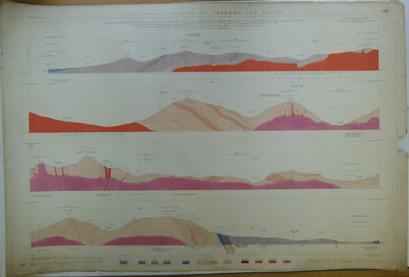Horizontal Section No.  114 (1877). From nr. Scales Moor, across Gavell Fell by Ennerdale, Wastdale Head, Scafell Pikes, and Coniston Old Man, E  of Coniston Water, Lancs. Geological Survey of GB. 1st
