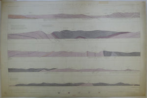 Horizontal Section No.   32 (1854). Untitled. Moel-y-Gwrnedd, Bala LakePen-y-Dall-Gwm, Hirnant, Pen-y-Brwynen, Pen-y-Bylchau, Galt-yr-Aner. Geological Survey of GB. 1st