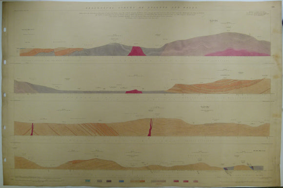 Horizontal Section No.  116 (1877). From near Uldale, by Castle Head, Wallow Crag, and Great Langdale, Westmorland, near Water Head House, Coniston, Lancashire. Geological Survey of GB. 1st