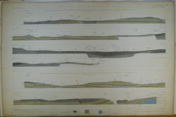 Horizontal Section No.   62 (1870). 1. From Harwood Church, across the Burnley Coalfield to Colne. 2. From Bull Hill, nr Todmorden, by Newchurch-in-Rossendale, to Black Hambledon. Geological Survey of GB. 1st.