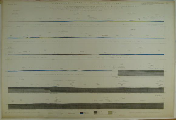 Horizontal Section No.  100 (1876). the Yorkshire Coalfield, by Boroughbridge; Knaresborough; Parlington Hollins; Middle Coal Measures of Garforth; Sharlston and Nostell. Geological Survey of GB. 1st