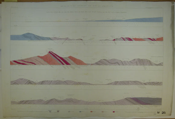 Horizontal Section No.   26 (1852). From Cardigan Bay over Cadr Idris. Geological Survey of GB. 1st edition.