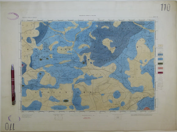 Ireland sheet  110, Edenderry, 1” scale. 1864. First edition. Base map not dated. Hand-coloured engraving,