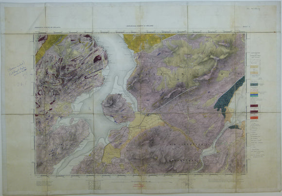 Ireland sheet  11, Londonderry, 1” scale. 1890. First edition. Covers Rathmelton and Buncrana. Base map 1863. Hand-coloured