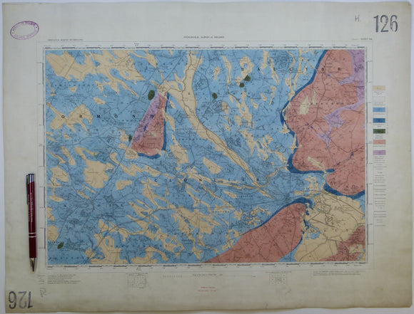 Ireland sheet 126, Roscrea, 1” scale. 1901. Base map not dated. Coloured 1910. Hand-coloured