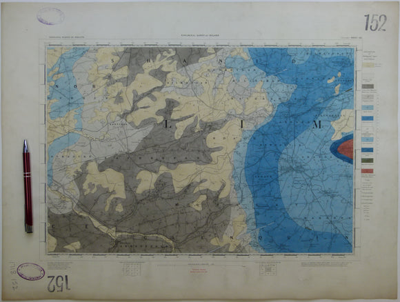 Ireland sheet 152, Newcastle, 1” scale. 1882. Includes Abbeyfeale, Dromtrasna Colliery. Hand-coloured