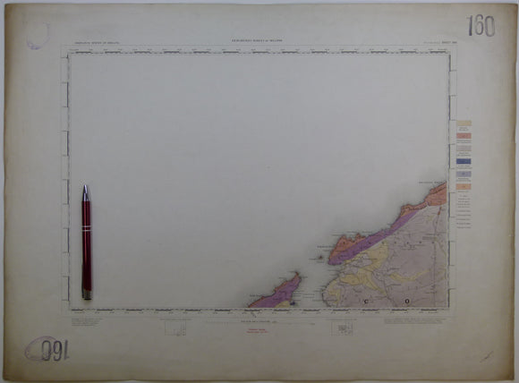 Ireland sheet 160, Brandon Head, 1” scale. 1859, first edition. Base map not dated. 80% Atlantic Ocean. Hand-coloured