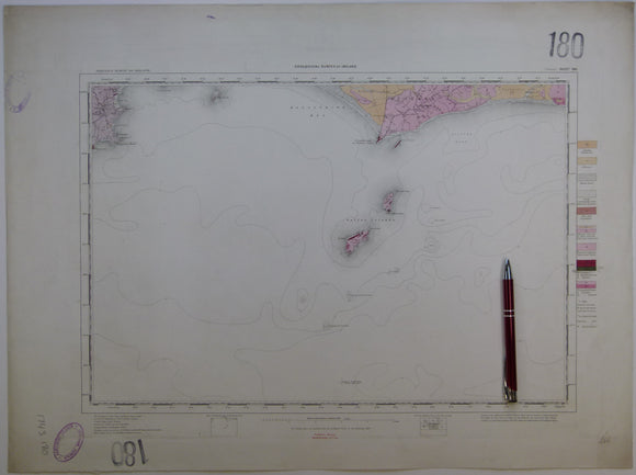 Ireland sheet 180, Fethard, 1” scale. 1901.  Includes Saltee Islands. Hand-coloured