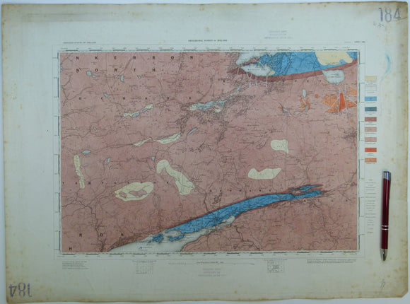 Ireland sheet 184, Kenmare, 1” scale. 1859. First edition. Covers Muckrose Lake, Macgillycuddy’s Reeks.  Hand-coloured