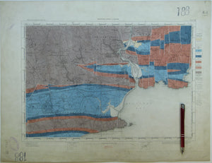 Ireland sheet 186, Youghal, 1” scale. 1880. Base map not dated Includes Ardmore and Castlemartyr.  Hand-coloured