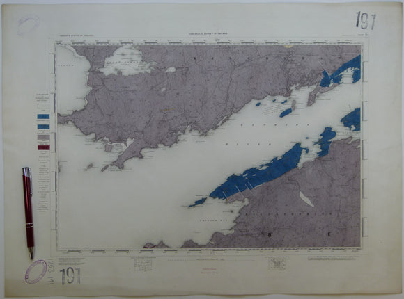 Ireland sheet 191, Kenmare River [sea inlet], 1” scale. 1881. 30% sea.  Hand-coloured