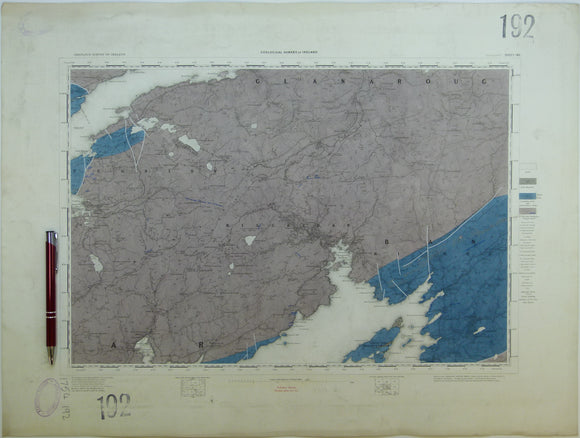Ireland sheet 192, Glengarrif, 1” scale. 1891. Base map not dated. Coloured 1904. Hand-coloured