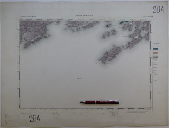 Ireland sheet 204, Cape Clear, 1” scale. 1881. Base map not dated. Coloured 1904. 80% sea. Hand-coloured