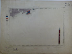 Ireland sheet 205, Toe Head, 1” scale. 1881. Base map not dated. Coloured 1907. 90% sea. Hand-coloured