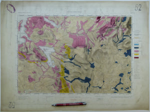 Ireland sheet  52, untitled – Carrowmore Lake, 1” scale. 1879. First edition. Extensive bog. Base map 1872. Hand-coloured