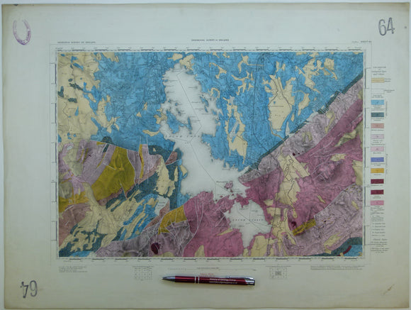 Ireland sheet  64, Baleena, 1” scale. 1878. First edition. Includes Loughs Conn and Cullin. Base map 1874. Hand-coloured