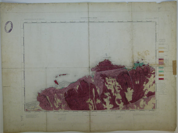 Ireland sheet   7, Giant’s Causeway, 1” scale. 1887. 1st ed. Covers Portrush and Ballin. 55% sea. Base map 1865. Hand-coloured