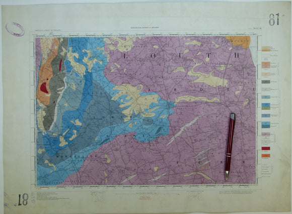 Ireland sheet  81, Ardee, 1” scale. 1901. Base map not dated. Coloured 1905. Hand-coloured