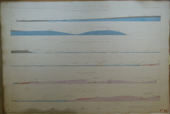 Section No. 17 (1864). Four Sections in Galway Bay region. Illustrates one inch maps 114, 123, 124 & 125. Hand-coloured