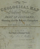 Walker, J. & C. 1838*. A Geological Map of England & Wales and Part of Scotland. Hand coloured engraved map 144 x 100cm