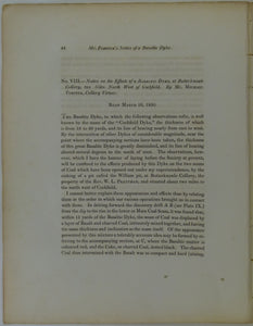 Forster, Michael, (1831). ‘the Effects of a Basaltic Dyke of Butterknowle Colliery, two Miles NW of Cockfield [Northumberland]’, extract from Trans Nat Hist Soc of Northumberland, Durham and Newcastle. v1,