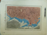 Sheet  42sw, Old Series 1". 1873. First edition, late issue. Glamorganshire: Brecon Beacons, Dowlais. Hand-coloured engraving