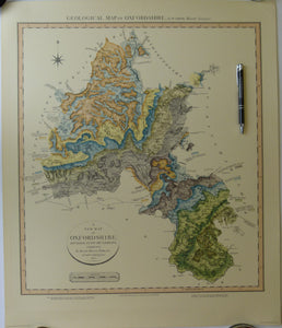 William Smith Geological Map of Oxfordshire of 1823.  1974 REPRO