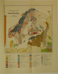 Sederholm, JJ. 1910. Carte Geologique de la Fennoscandia. Colour printed folded map (41.5 x 33cm) at 1:800,000 approx