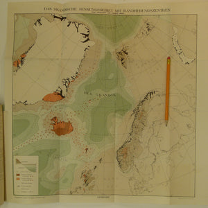 De Geer, G. 1911. Scandian Subsidence area with centres of uplift. Colour printed folded map