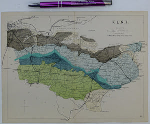 Kent (1864) county geological map from Reynolds’s Geological Atlas of Great Britain, 1st edition.