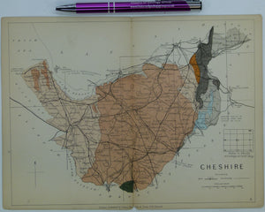 Cheshire (1889) county geological map from Reynolds’s Geological Atlas of Great Britain, 2nd edition.