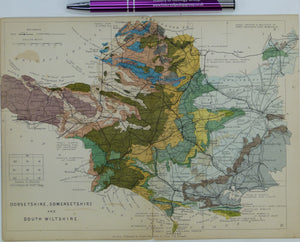 Dorsetshire, Somersetshire and S. Wiltshire (1889) counties geological map from Reynolds’s Geological Atlas of Great Britain, 2nd