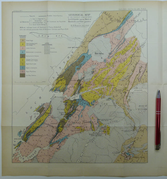 Bailey, Edward B, (1910), ‘Geological Map of the District Lying Between Loch Linnhe and the Moor of Rannoch and Etive Granites