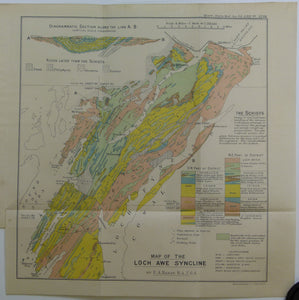 Bailey, Edward B, (1913), ‘Map of the Loch Awe Syncline’. Fold-out colour printed geological map and section