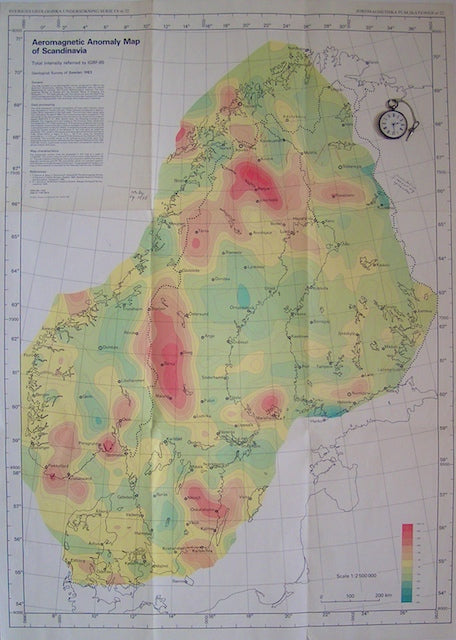 Aeromagnetic Anomaly map of Scandinavia,1983
