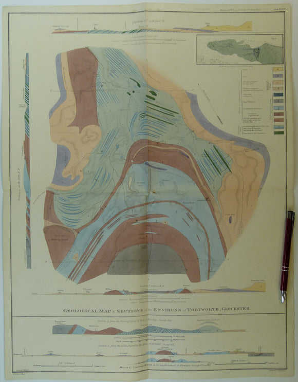 Weaver, Thomas (1824). ‘Geological Map and Sections of the Environs of Tortworth, Glocester (sic)’, from the Transactions of the Geological Society,