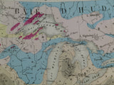 Marcoux, Jules (1855). ‘Carte Geologique des Etats-Unis et des Provinces Anglaises’ from Annales des Mines, 5th Series, Vol 7, page 320. Hand-coloured