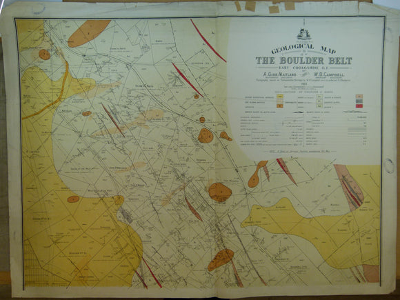 Western Australia, Geological Map of Boulder Belt, East Coolgardie G.F., 1903. By Gov’t geologists, A.Gibb Maitland & W.D. Campbell