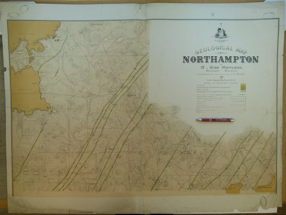 Western Australia, Geological Map of Northampton, 1898. By Gov’t geologist, A.Gibb Maitland. 1:15,840