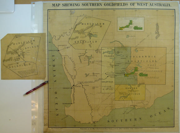 Western Australia, Map Shewing Southern Goldfields of West Australia, 1895.