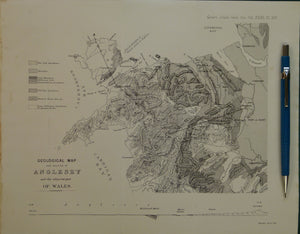 Wales North 1876. Geological Map of and Section of Anglesey and adjacent part Wales