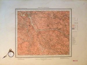 Sheet  80sw, Old Series 1". Cheshire: Chester at west edge, 1882, issue 1937.
