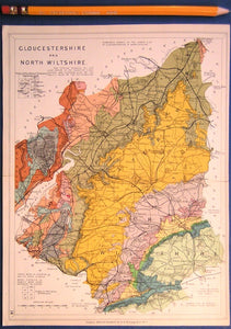 Gloucestershire and North Wiltshire (1913) county geological map from Stanford’s Geological Atlas of Great Britain and Ireland,