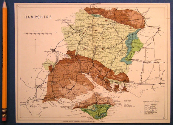 Hampshire including Isle of Wight (1913) county geological map from Stanford’s Geological Atlas of Great Britain and Ireland, 3rd ed