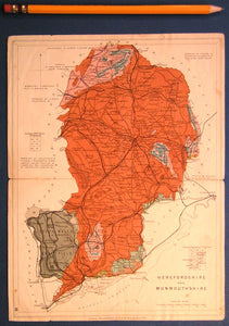 Herefordshire and Monmouthshire (now part of Wales) (1913) counties geological map from Stanford’s Geological Atlas of Great Britain and Ireland,