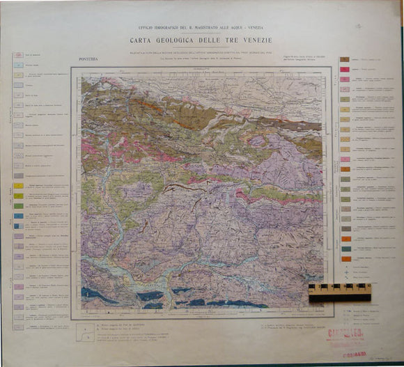 Pontebba, 1925, from Carta Geologica delle Tre Venezie, sheet 14, by Ufficio Idrografico del R. Magistrato alla Acque – Venezia