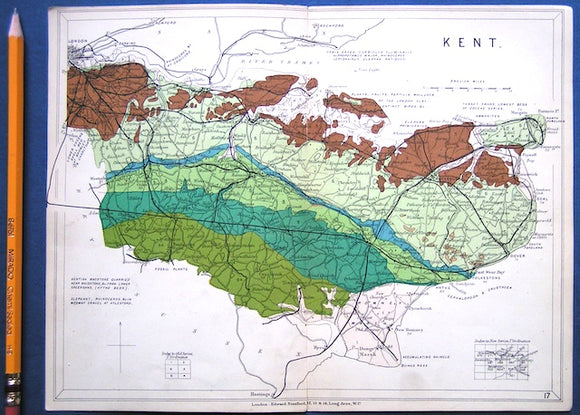 Kent 1913 County Geological Map From Stanford s Geological Atlas Of kent-1913-county-geological-map-from-stanford-s-geological-atlas-of